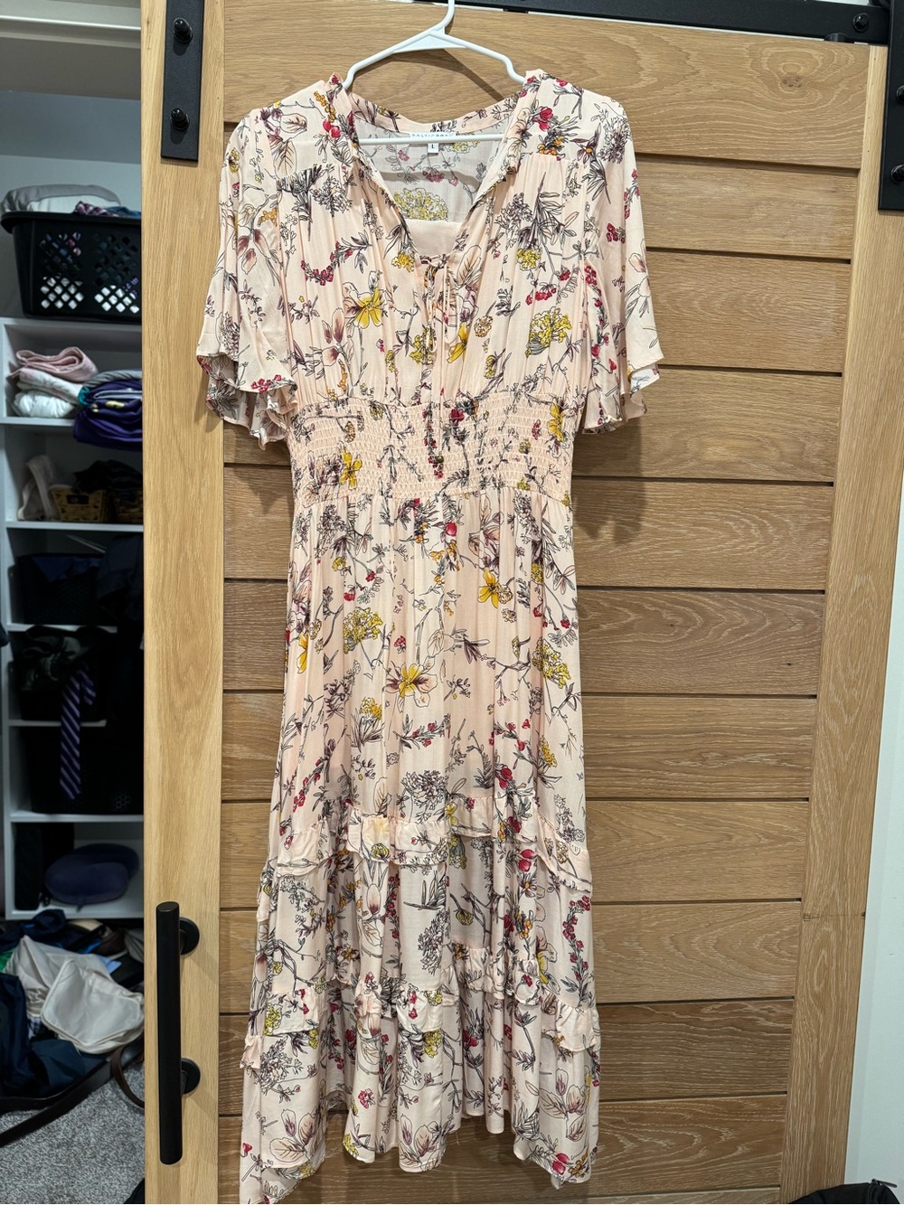 Baltic Born Floral Maxi Dress in Blush Pink with Yellow Accents